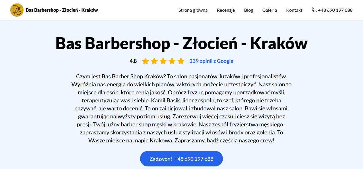 Bas Barber Shop – Złocień – Kraków